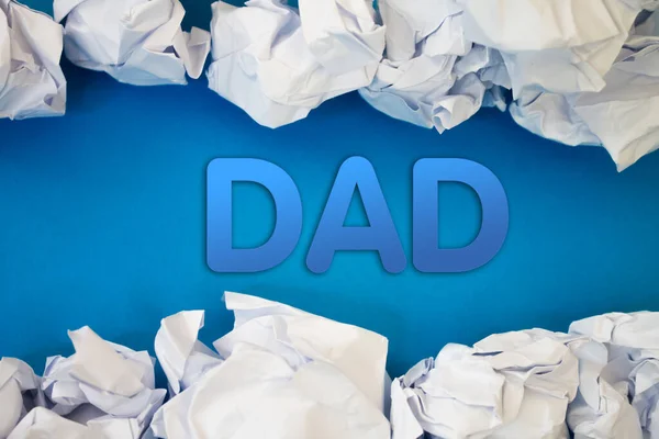 Dad Text Torn Crumpled White Paper Colored Background — Photo