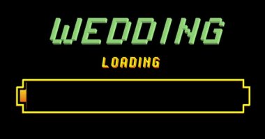 Wedding text with Loading, Downloading, Uploading Bar Indicator. Download, Upload on computer screen.