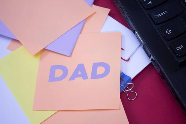 Dad Text Adhesive Note Paper Event Celebration Reminder Message — Stok fotoğraf