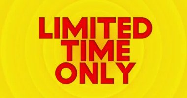 Limited Time Only text with yellow hot summer sun. Simple animation of a bright orange sunlight.