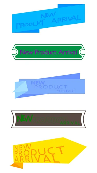 Set Ribbon New Product Arrival Text Banner Template Label Sticker — Stockový vektor