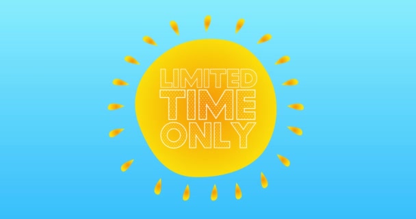 Limited Time Only Text Center Yellow Hot Summer Sun Blue — Vídeo de stock