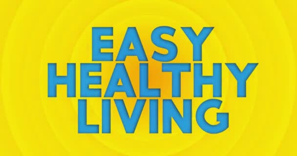 Easy Healthy Living Text Yellow Hot Summer Sun Simple Animation — Vídeo de Stock