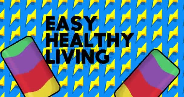 Мороженое Текстом Easy Healthy Living Два Цветных Анимационных Летних Сладких — стоковое видео