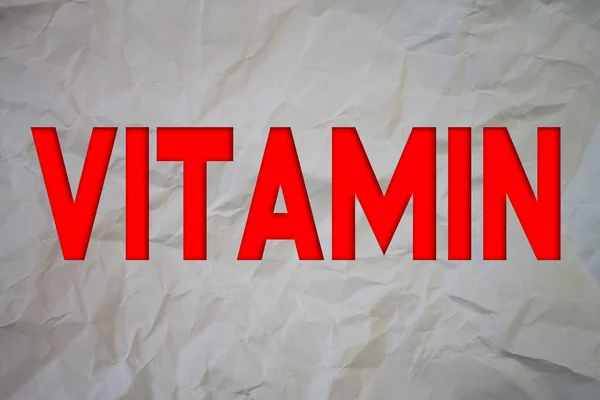 Vitamin Text Torn Crumpled White Paper Colored Background — Fotografia de Stock