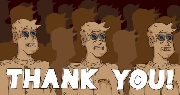 Robot Army Thank You Text Line Art Animated Video Future — Stock videók