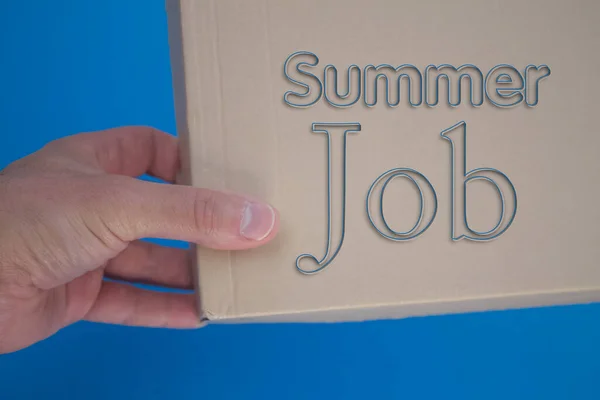 Summer Job Word Cardboard Box Brown Folded Cardbox — Stockfoto