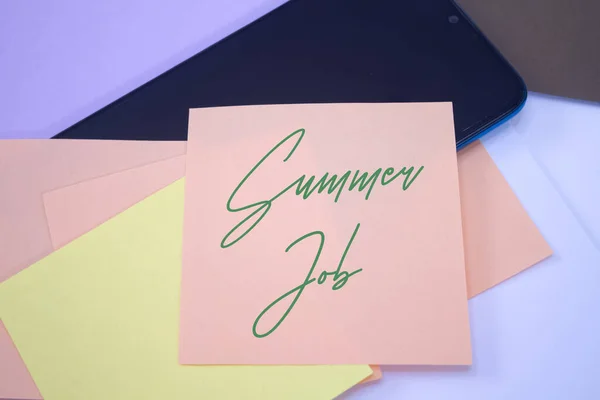 Summer Job Text Adhesive Note Paper Event Celebration Reminder Message — Stock Photo, Image