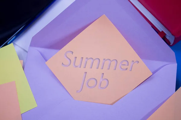 Summer Job Text Adhesive Note Paper Event Celebration Reminder Message — Fotografia de Stock