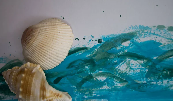 Animal Shell, Summer vacation background, marine pattern.