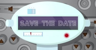 Robot Eye Showing Save The Date Text. Animated video. Future Robotics Cartoon Animation.