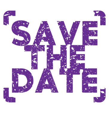 Simple vintage rubber stamp with Save The Date text.