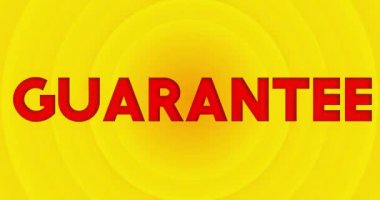 Guarantee text with yellow hot summer sun. Simple animation of a bright orange sunlight.