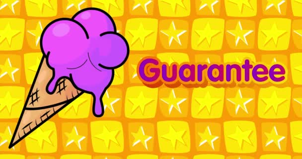 Ice Cream Guarantee Text Colorful Animated Dancing Summer Sweet Food — Video