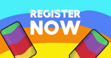 Ice Cream with Register Now text. Two colorful animated summer sweet food cartoon. 4k resolution animation, moving image.