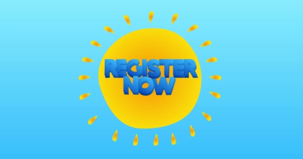 Register Now Text Center Yellow Hot Summer Sun Blue Sky — Stok video