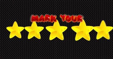 Five Stars with Mark Your Calendar Text. Animated Rating with words. Cartoon animation award video.
