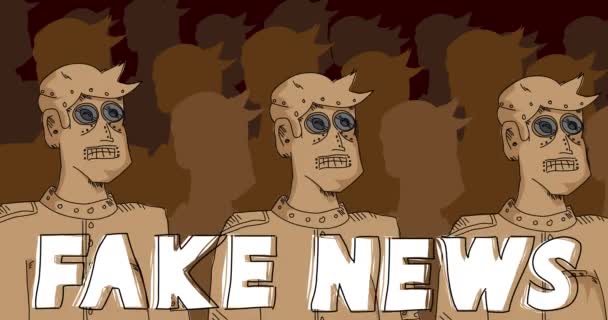 Robot Army Fake News Text Line Art Animated Video Future — стоковое видео