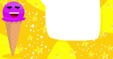 Ice Cream saying Fake News. Colorful animated summer sweet food cartoon character. 4k resolution animation, moving image.