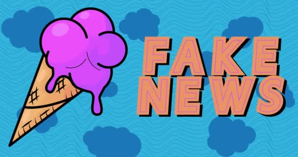 Ice Cream Fake News Text Colorful Animated Dancing Summer Sweet — Stockvideo