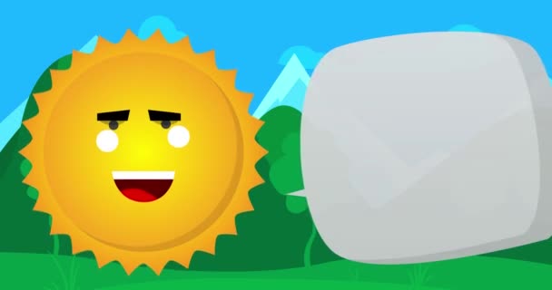 Summer Sun Saying Fake News Word Speech Bubble Blue Sky — Vídeos de Stock