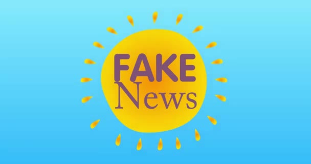 Fake News Text Center Yellow Hot Summer Sun Blue Sky — Stock video