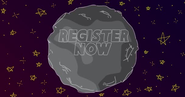 Line Art Cartoon Moon Register Now Text Abstract Night Sky — 비디오