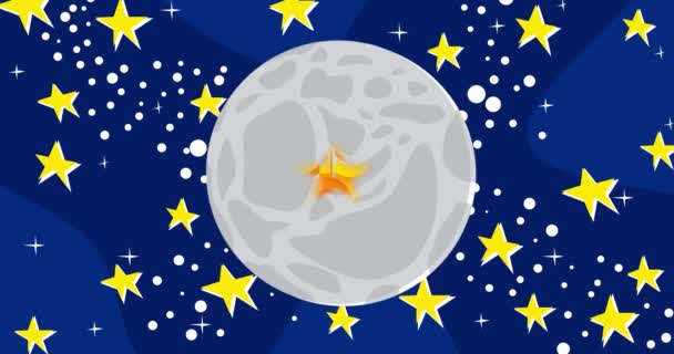 Register Now Text Moon Night Sky Stars Cartoon Animation Video — ストック動画