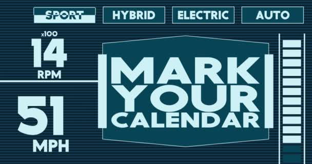Futuristic Car Dashboard Mark Your Calendar Text Digitális Grafikus Felhasználói — Stock videók