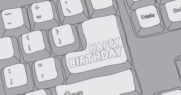 Computer Toetsenbord Met Gelukkige Verjaardag Tekst Close Van Een Elektronisch — Stockvideo