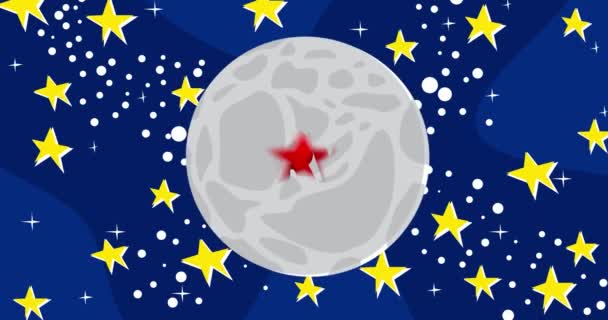 Enquête Tekst Maan Met Nachtelijke Hemel Sterren Cartoon Animatie Video — Stockvideo