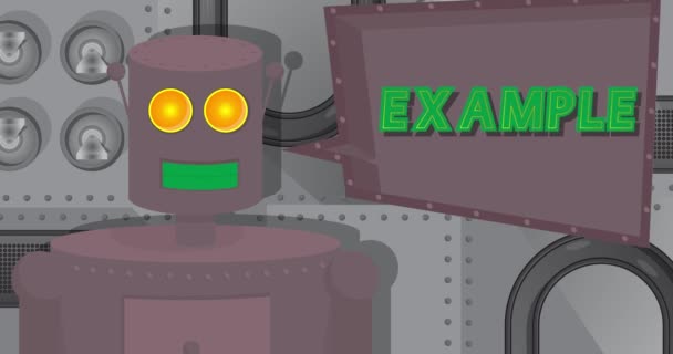Робот Каже Приклад Бульбашкою Мовлення Мультфільм Анімаційне Відео Майбутня Робототехніка — стокове відео