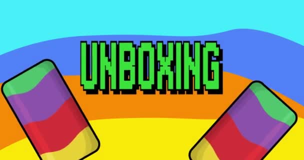 Lody Tekstem Unboxing Dwa Kolorowe Animowane Lato Słodkie Jedzenie Kreskówki — Wideo stockowe