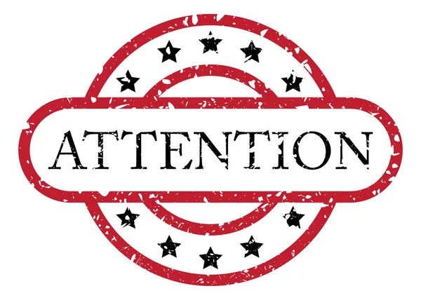 Dikkat metni ile basit klasik kauçuk damga.