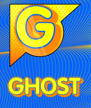 Süper kahraman arması Süper Hayalet ikonunu gösteriyor. Renkli çizgi roman tarzı vektör çizimi.