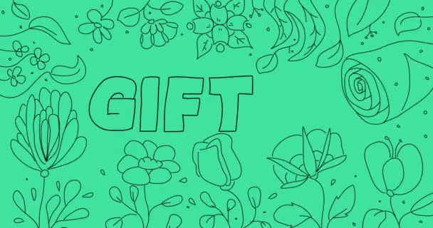 Flower Line Art Background Gift Text 사이트 와일드 플라워 프레임 — 비디오