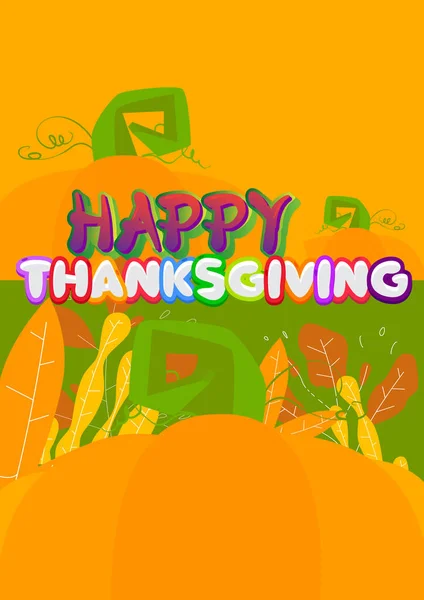 Thanksgiving Mot Écrit Avec Fonte Pour Enfants Dans Style Dessin — Image vectorielle