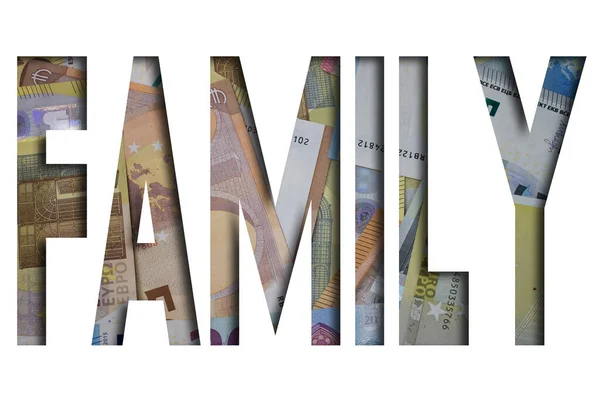 Paralı Aile Sözü Kağıt Para Arkaplanı Farklı Banknotlar — Stok fotoğraf