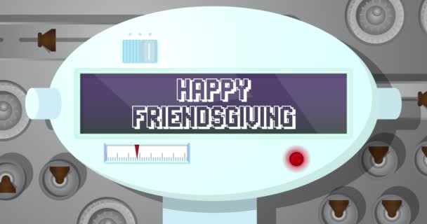 Robot Eye Showing Happy Friendsgiving Text Vídeo Animado Futuro Robótica — Vídeo de stock