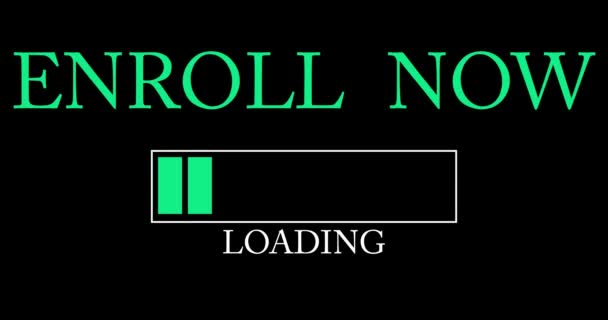 Enroll Now Text Loading Downloading Uploading Bar Indicator Download Upload — Stock Video