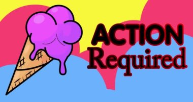 Eylemli Dondurma Gerekli metin. Renkli animasyon dans eden yaz tatlı yemek çizgi filmi. 4k çözünürlük canlandırması, hareket eden resim.