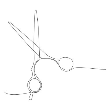 Sürekli bir makas çizimi. İnce Çizgi Çizimi Vektör Konsepti. Contour Yaratıcı Fikirler Çiziyor.