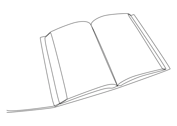 Disegno Linea Continuo Libro Aperto Thin Line Illustrazione Concetto Vettoriale — Vettoriale Stock