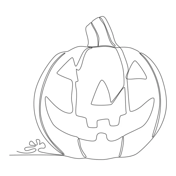 Una Línea Continua Dibujo Calabaza Halloween Concepto Vectorial Ilustración Línea — Vector de stock