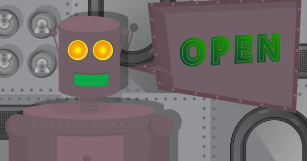 Robot Mówiący Otwórz Bańką Mowy Kreskówka Animacja Wideo Animacja Przyszłych — Wideo stockowe