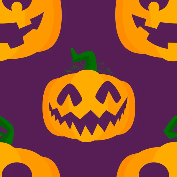 Naadloos Halloween Patroon Met Jack Lantern Pompoen Vector Achtergrond Inpakpapier — Stockvector