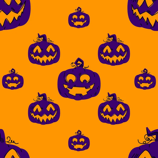 Bezproblémový Halloween Vzor Jack Lantern Pumpkin Vektorové Pozadí Balicí Papír — Stockový vektor