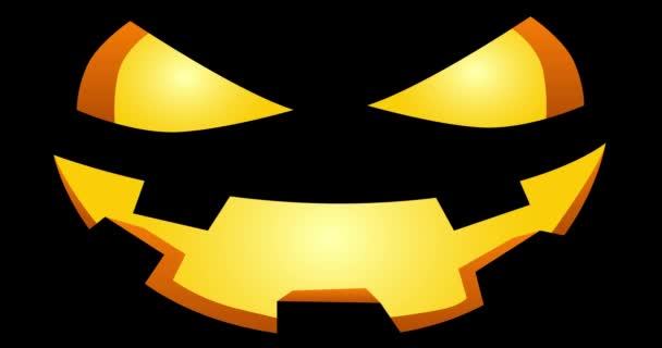 Amarelo Animado Jack Lanterna Esculpida Rosto Escuro Halloween Fundo Dos — Vídeo de Stock