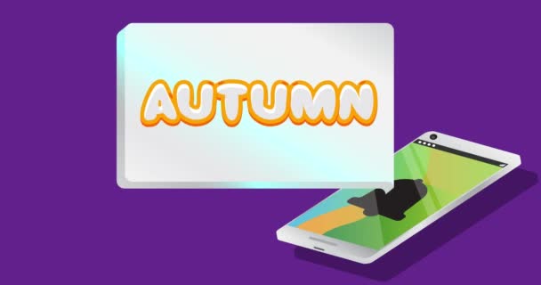 Herbsttext Auf Der Benachrichtigungsblase Vom Bildschirm Des Tragbaren Informationsgeräts Mobile — Stockvideo