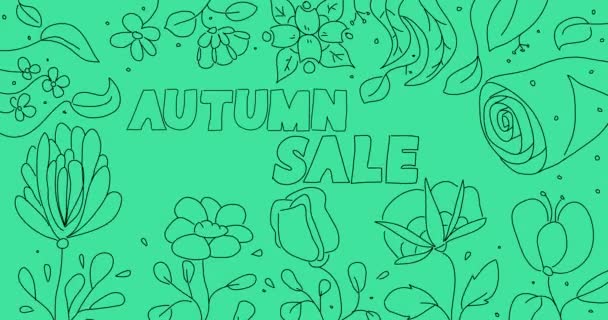 Flower Line Art Background Autumn Sale Text 와일드 플라워 프레임 — 비디오